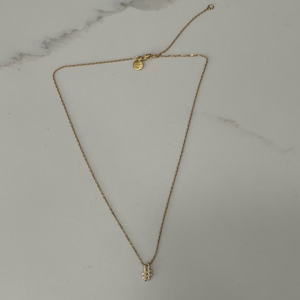Bing Bang Gold Tone Hash Tag Necklace